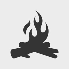 Campfire or bonfire. Monochrome shape vector icon