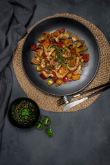 Octopus salad with herb vegetables, Fresh and healthy salad seafood squid octopus tentacles