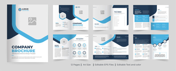 Corporate business brochure template design, brochure template layout template design, 12 page corporate brochure. - obrazy, fototapety, plakaty