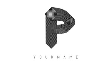 Obraz premium Letter P Logo with square block of lines. Geometric vector illustration.