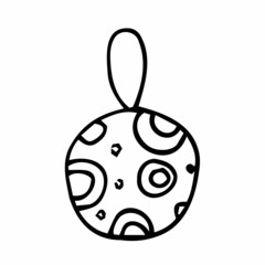 Hand drawn Christmas bauble. Tree toy, ball. New year or Christmas design element. Doodle style. Black and white vector illustration.