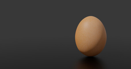3d render. brown egg easter simple egg background. 3d trendy modern black background.