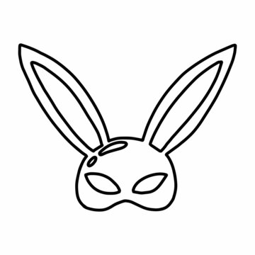 Vector illustration of a bunny mask. Face mask for adults. Sex toys. Doodle style.