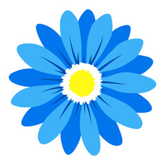 Blue flower top view isolated illustration