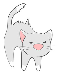 Angry cat cartoon cute animal isolated illustration