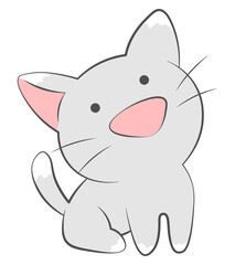 The cat sits cartoon cute animal isolated illustration