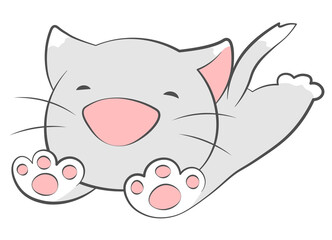 Cat lies cartoon cute animal isolated illustration