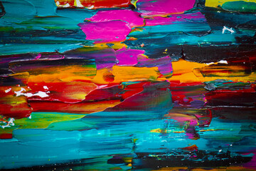 Abstract bright multicolored background with paint strokes