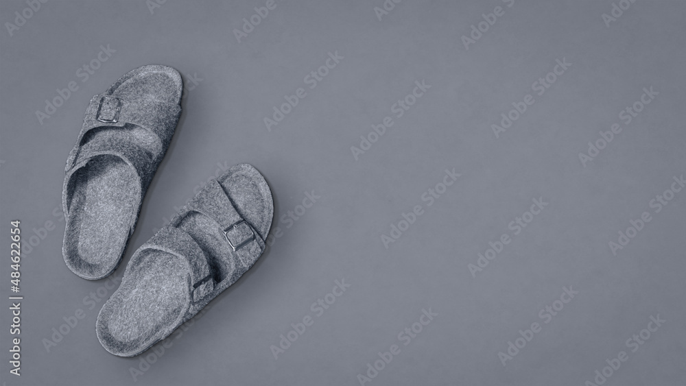 Wall mural grey felt slippers