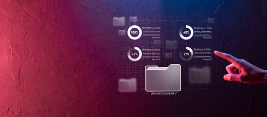 Business developer hand using board framework on virtual modern computer showing innovation Agile software development lean project management tool fast changes concept.Document Management System DMS