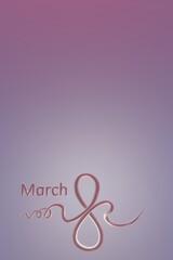 Happy International Women's Day background. Banner with elements 8 number 3D rendering. Symbol of the spring of March, greeting card.