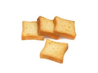 Slices of toasted bread isolated on white