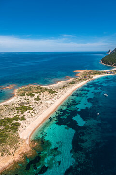 Spalmatore Beach on Tavolara Island, aerial view