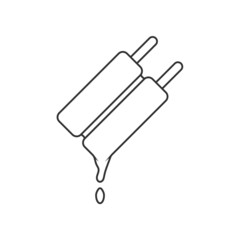 Dripping Ice Cream Outline Icon Illustration on White Background