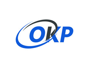 OKP letter creative modern elegant swoosh logo design