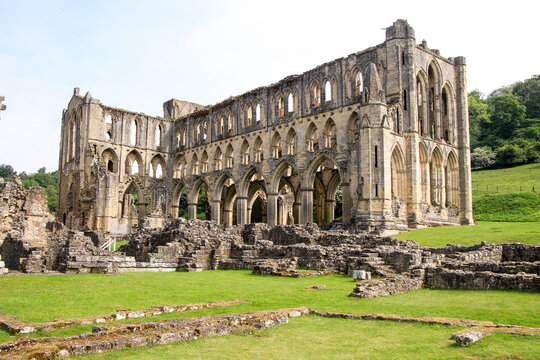 The spectacular ruins of Rievaulx Abbey in Yorkshire, for centuries the home of Cistercian monks until it was seized and destroyed by King Henry VIII in 1538.