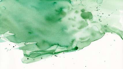 Green colorful abstract watercolor splash brushes texture illustration art paper - Creative Aquarelle painted, isolated on white background, canvas for design, hand drawing