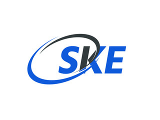 SKE letter creative modern elegant swoosh logo design
