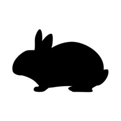 Silhouette rabbit on white background. Pets, farm and wildlife animals collection. Icon vector illustration.