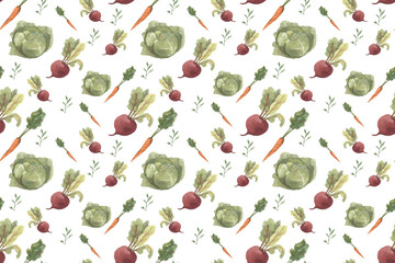 Seamless pattern with vegetables.