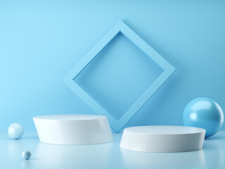 Geometric pastel color background, design for cosmetic or product display podium 3d render.