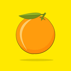 Orange with shadow and background. Vector. Cartoon