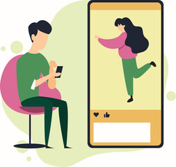 A Man Watching Live Stream on the Phone