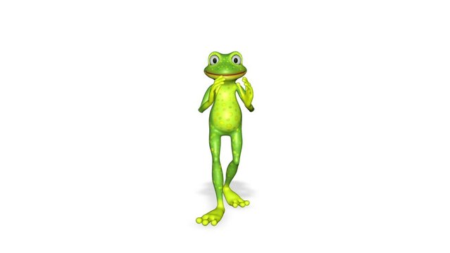 Frog Dancing 3d Character Looped White Background