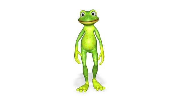 Frog Walking 3d Character Looped White Background