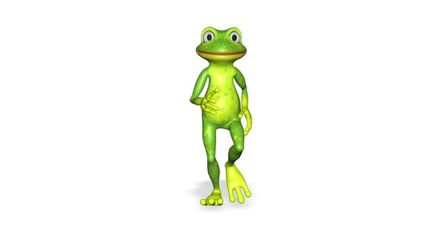 Frog Runs 3d Character Looped White Background