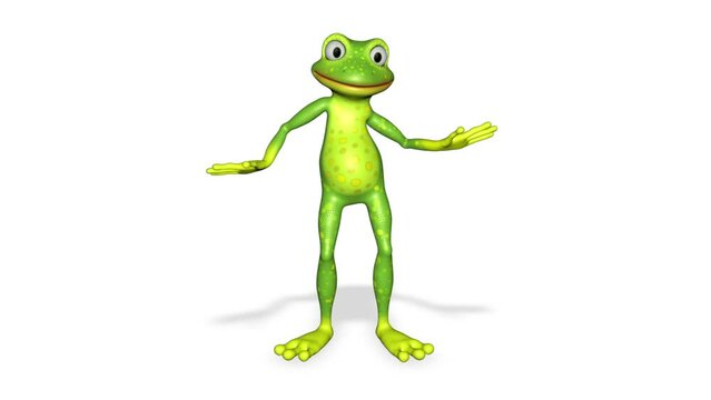 Frog Dancing Happy 3d Character Looped White Background