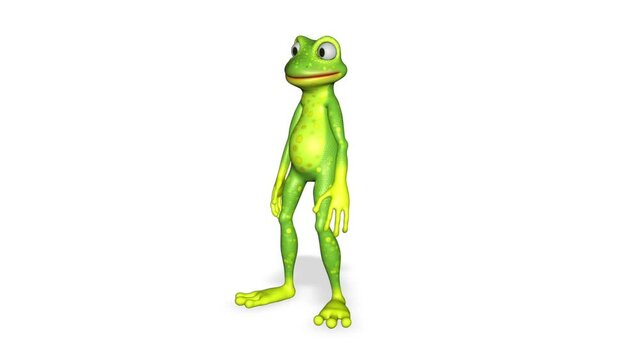 Frog Looks Around 3d Character Looped White Background