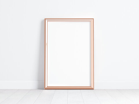 gold frame mockup, vertical gold frame, poster frame, mockup for art, minimalist gold frame, 3d render