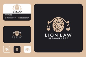 Lion with legal concept logo design and business card 