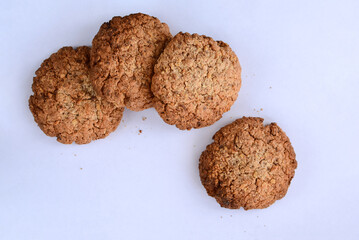 oatmeal cookies with nuts on a light background. confectionery.
