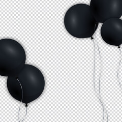 Black balloons on transparent background