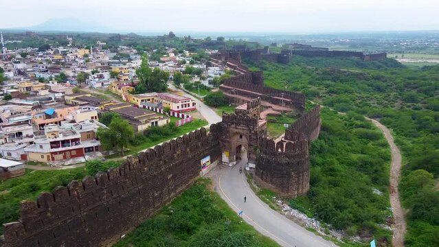 Arial shot of heritage site of Rohtas Fort in Punjab Pakistan