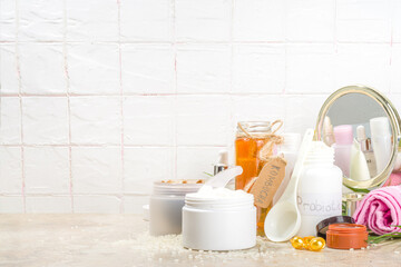 Fermented beauty skin and hair care cosmetic, with powerful nature fermentation ingredients – rice, kombucha, mushrooms, green tea leaves, yoghurt