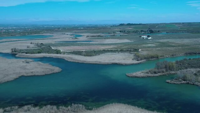 Embalse de Utxesa-Segri&aacute; Torres de Segre en la provincia de L&eacute;rida Spain