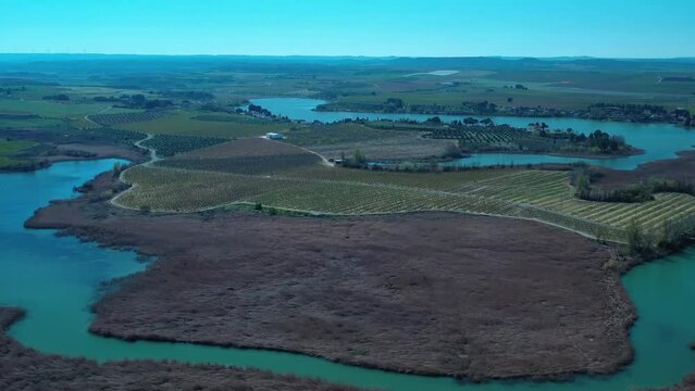 Embalse de Utxesa-Segri&aacute; Torres de Segre en la provincia de L&eacute;rida Spain