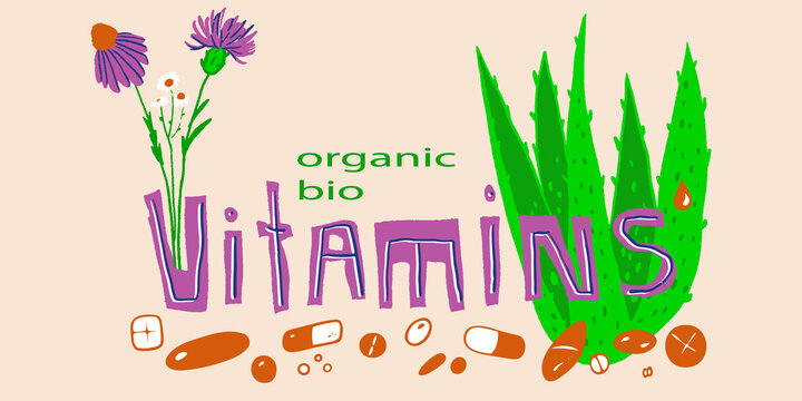 banner for advertising natural organic biologically active food supplements.