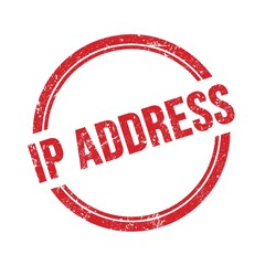 IP ADDRESS text written on red grungy round stamp.