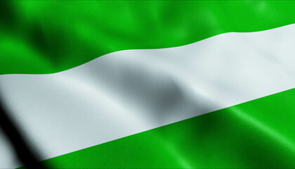 3D Waving Paraguay department Flag of Presidente Hayes Closeup View