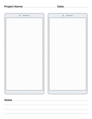 Smartphone interface sketch paper for UI and UX design