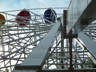 ferris wheel in the city park in sunny summer
