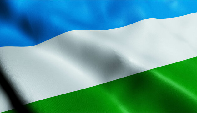 3D Waving Paraguay department Flag of Boqueron Closeup View