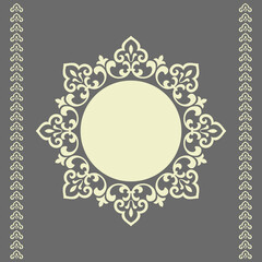 Decorative frame Elegant vector element for design in Eastern style, place for text. Floral gray border. Lace illustration for invitations and greeting cards