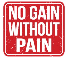 NO GAIN WITHOUT PAIN, text written on red stamp sign
