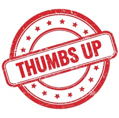 THUMBS UP text on red grungy round rubber stamp.