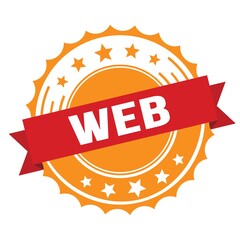 WEB text on red orange ribbon stamp.